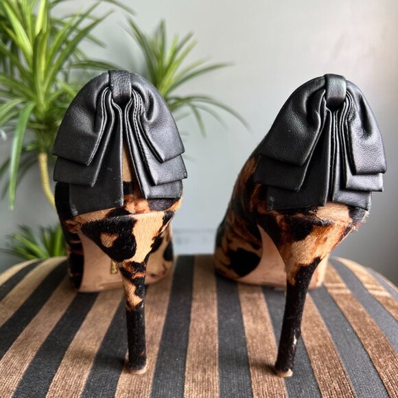 Louise et Cie Cow Hair Leather Heel Bow Size 10 - Picture 8 of 9